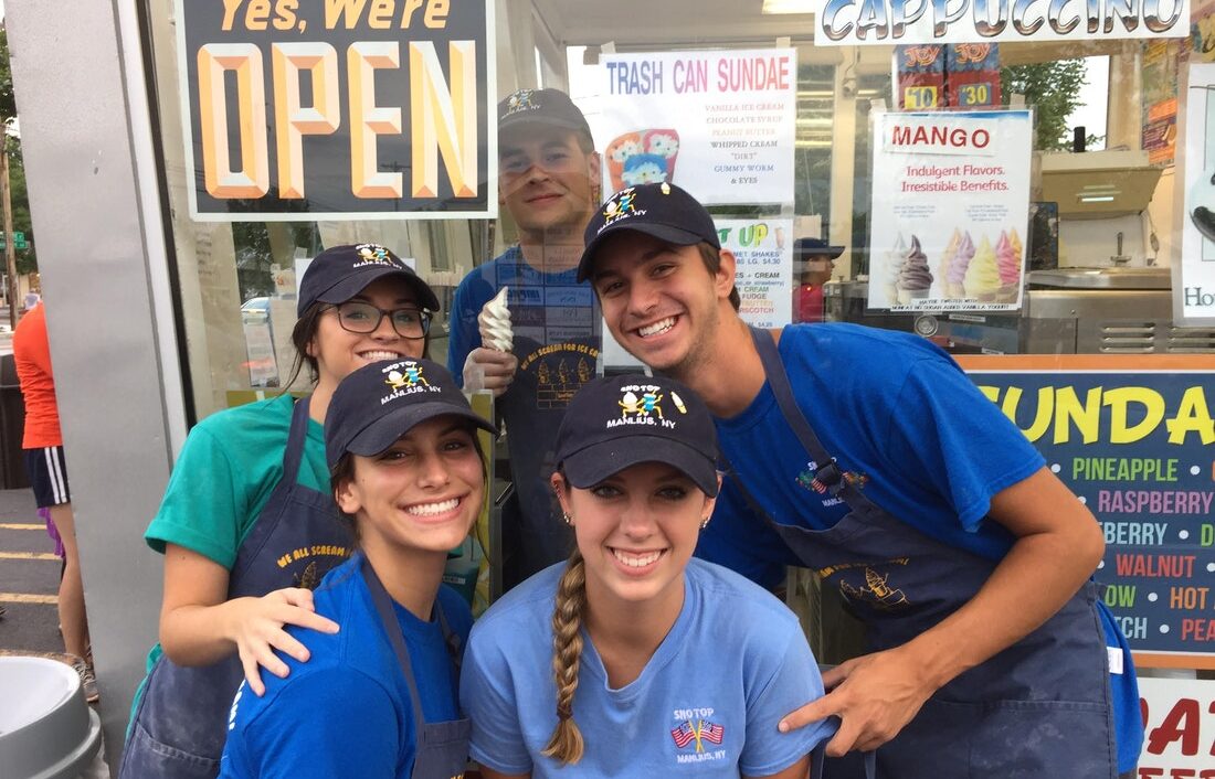 Ben Testani with coworkers at Sno Top ice cream stand